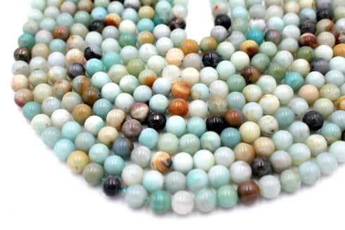 Multicolor Amazonite Gemstone Beads, 8mm, Round